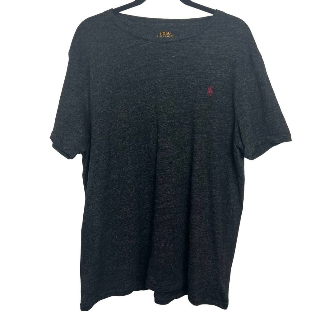 POLO Ralph Lauren Short Sleeve Black Heathered Signature T-Shirt Red Pony Sz XL
